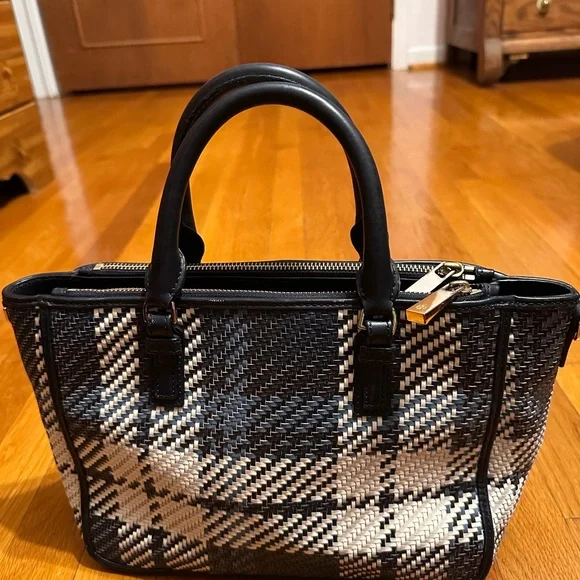 Tory Burch Black and Cream Checkered Satchel - Picture 5 of 16